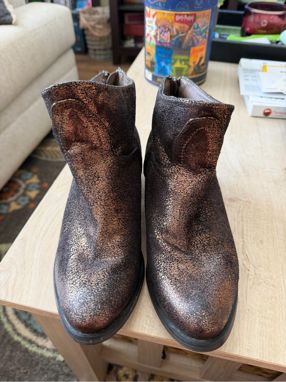 Not Rated Women's Metallic Bronze Ankle Booties. Like new condition. Size 9